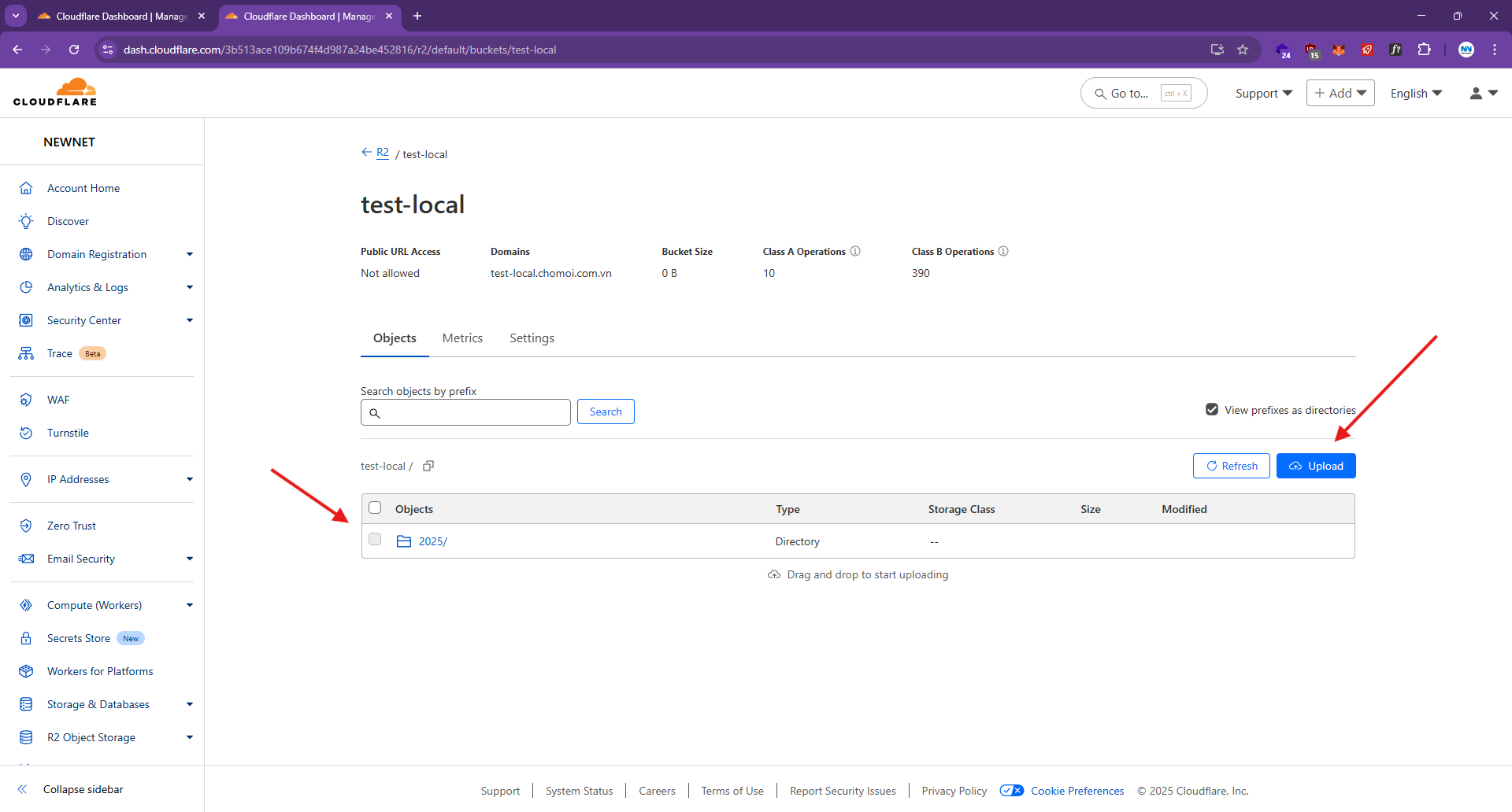 Kiểm tra dữ liệu trên cloudflare.com